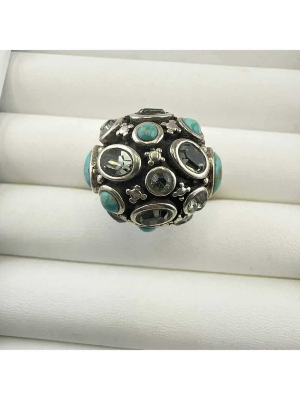 Barse Ring Sterling Silver Turquoise Blue Gemstone Dome size 12 Statement Chunky